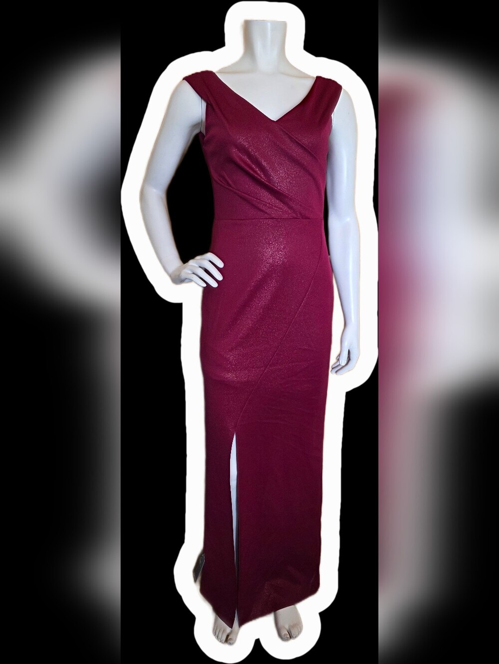 le chateau Garnet Sleeveless V-Neck Maxi Gown